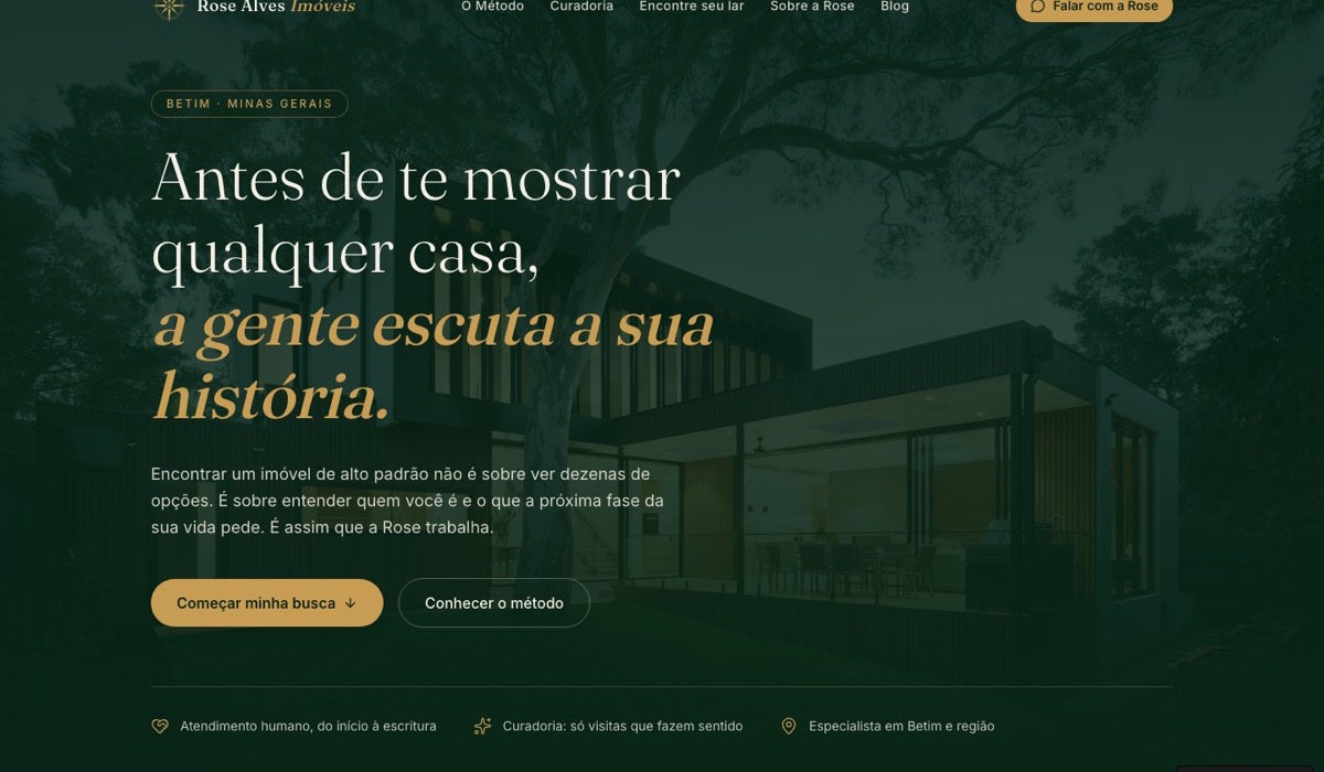 Site da imobiliária Rose Alves Imóveis